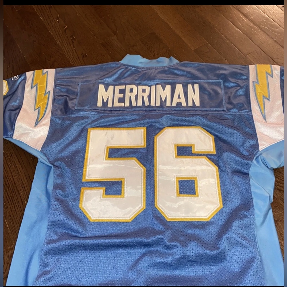 ⚡️⚡️⚡️
San Diego Chargers Shawn Merriman #56 Football Jersey NFL Reebok Size 48.